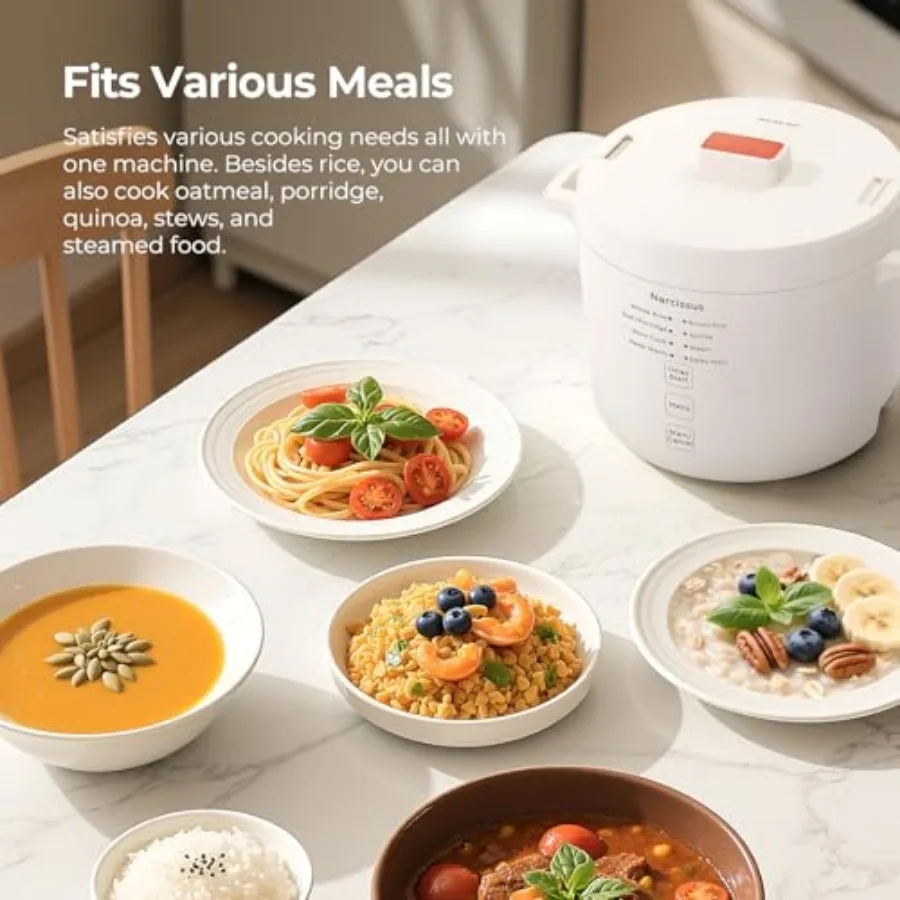 3.5-Cup Rice Cooker for 1-3 People Multifunctional for Rice Oatmeal Quinoa - Slow Cook Steam Cook Rice and Steam Dish Together 3