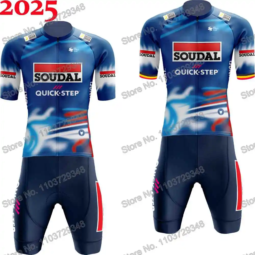 Soudal Quick Step Belgium Cycling Jersey Men's Set Summer Cycling Clothing Road Race Bike Shirt Suit MTB Bicycle Bib Shorts