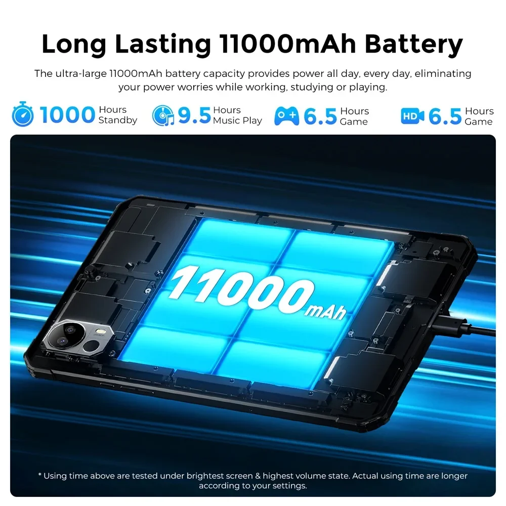 Fossibot DT1 Lite Rugged Tablet 10.4'' 2K-Large Screen 4GB RAM 64GB ROM Android 13 11000mAh Battery Four Hi-Res Speakers Pad 3