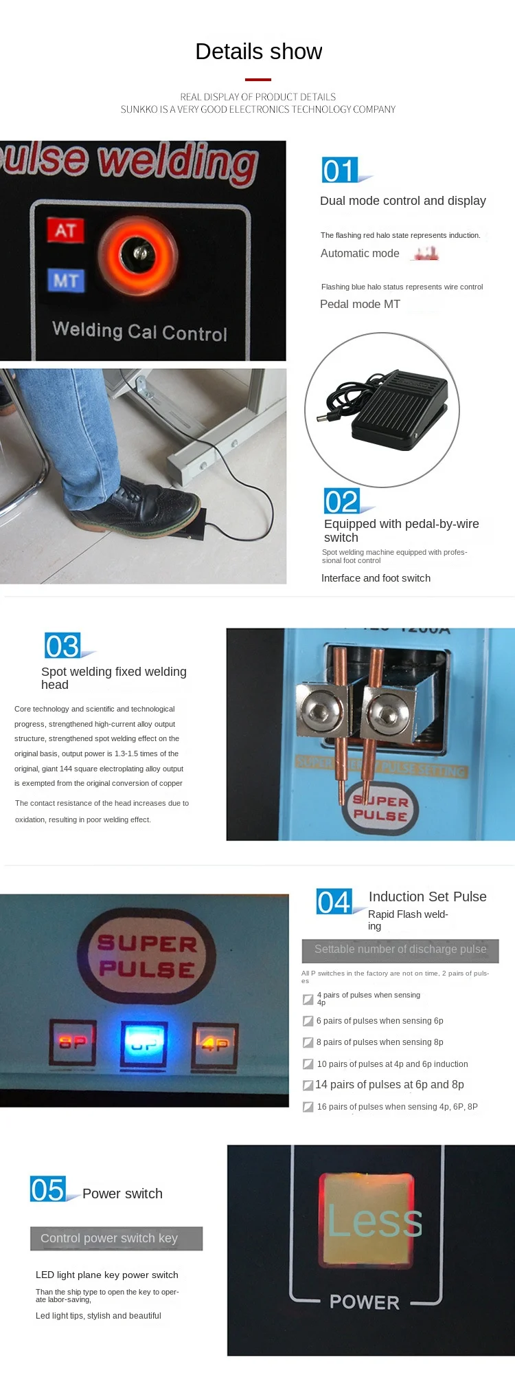 SUNKKO737G+ Intelligent Precision welding large-battery DIS inductive hand-held