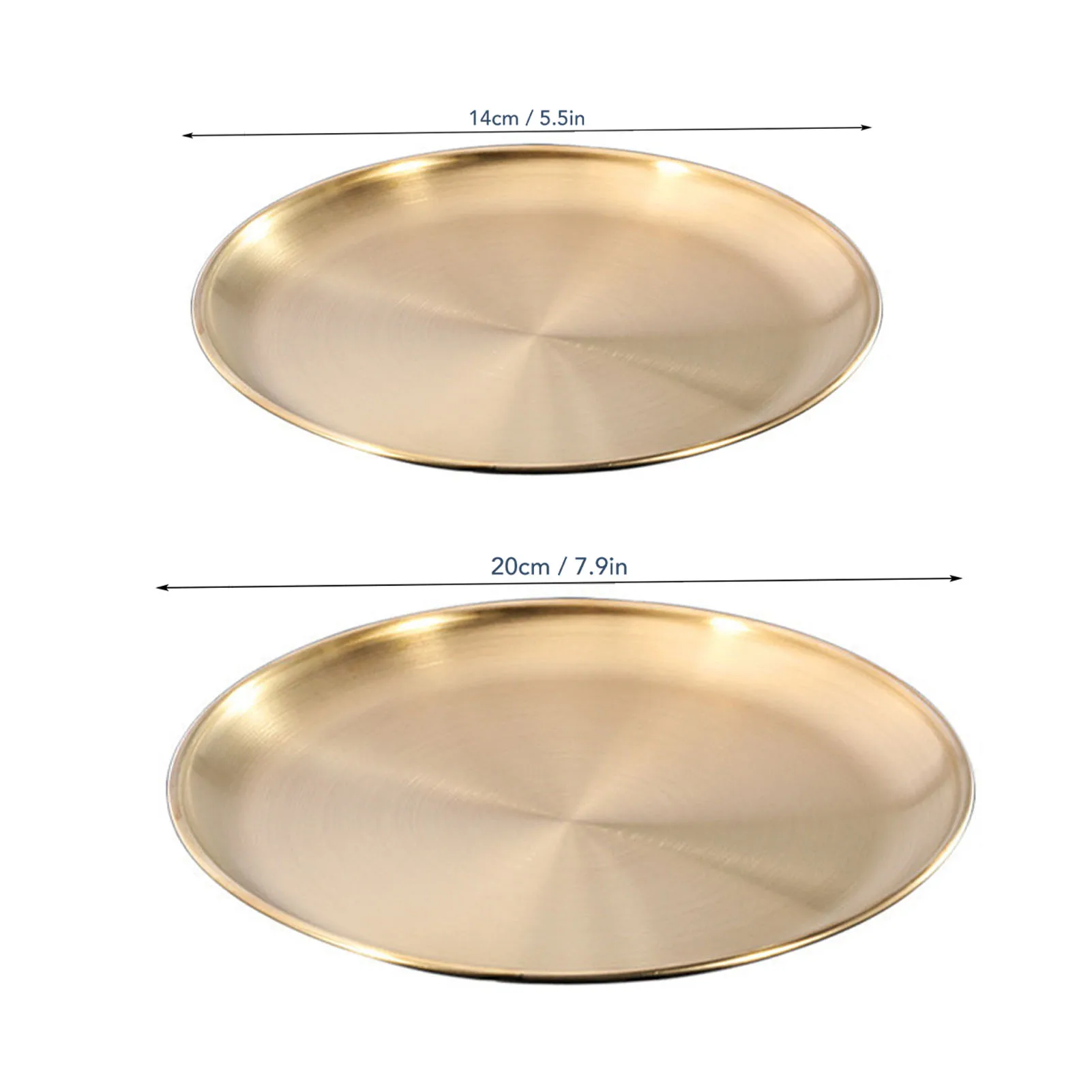 Golden Plate Stainless Steel Plate Golden Metal Round Dinner Dishes Reusable Rustproof Serving Tray for Home Kitchen Party