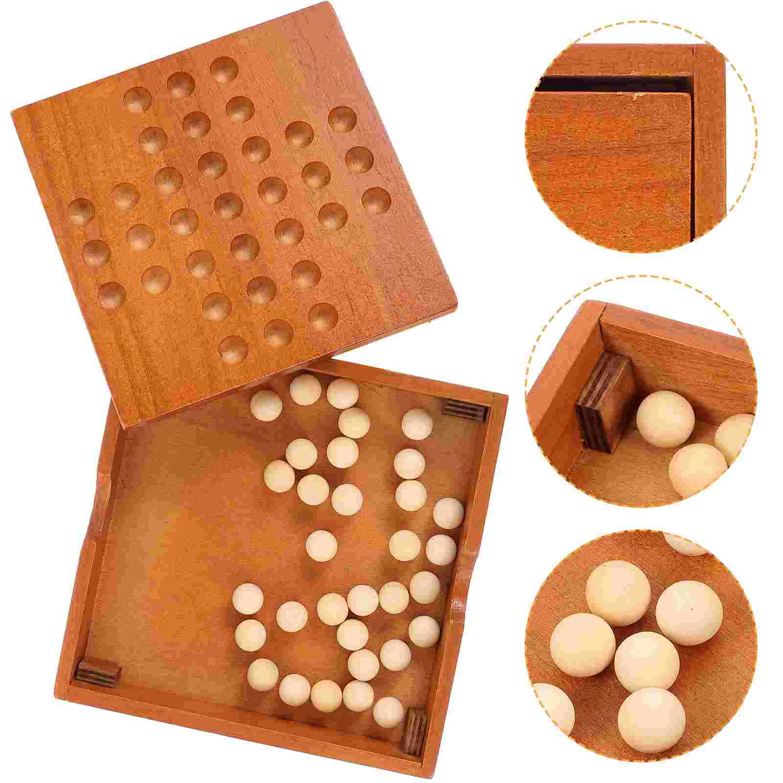 Wooden Chess Set for Adults - Classic Board Game with Peg Solitaire and Marble Games Included