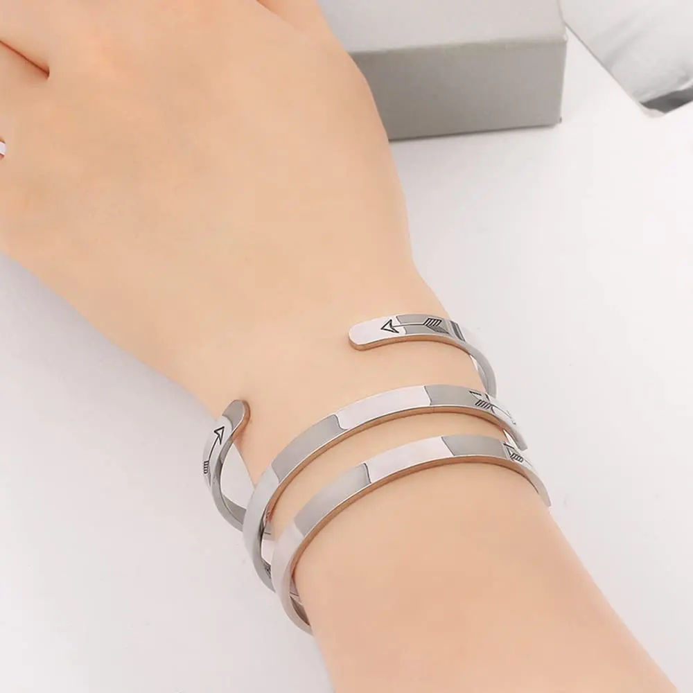 Bangle Bracelet for Men Women Jewelry Silvery Titanium Stainless Steel Inspirational Bracelets Bangles Love Engraved Cuff Bangle 5