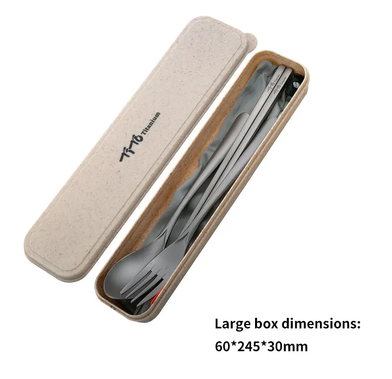 Titanium Camping Cutlery Set Portable Fork Spoon And Chopsticks_voghion.com