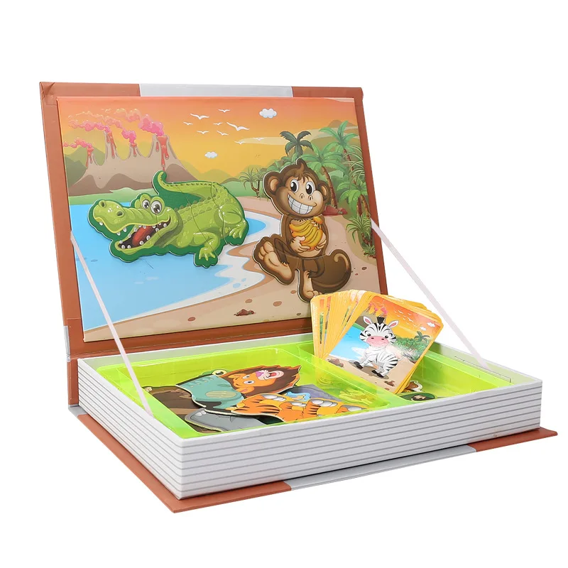 Children's DIY Magnetic Book Puzzle Montessori Variable Magic Puzzles Dress Up Game Imagination Play Storage Toy for Kid Gift