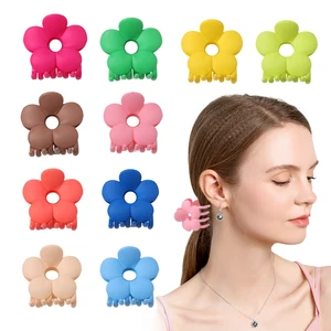 Korean Candy Colored Hair Claw Clip Solid Color Frosted Plastic Flower Clip Back Head Grabber Shark Clip Hair Accessories