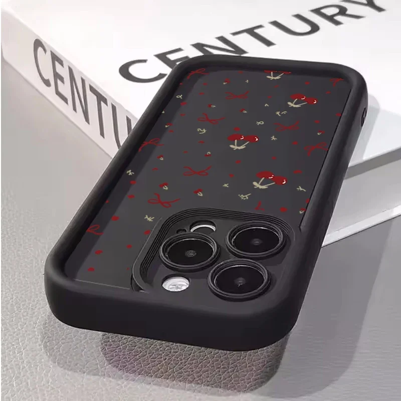 Elegant Red Cherry Bow Phone Case Cover