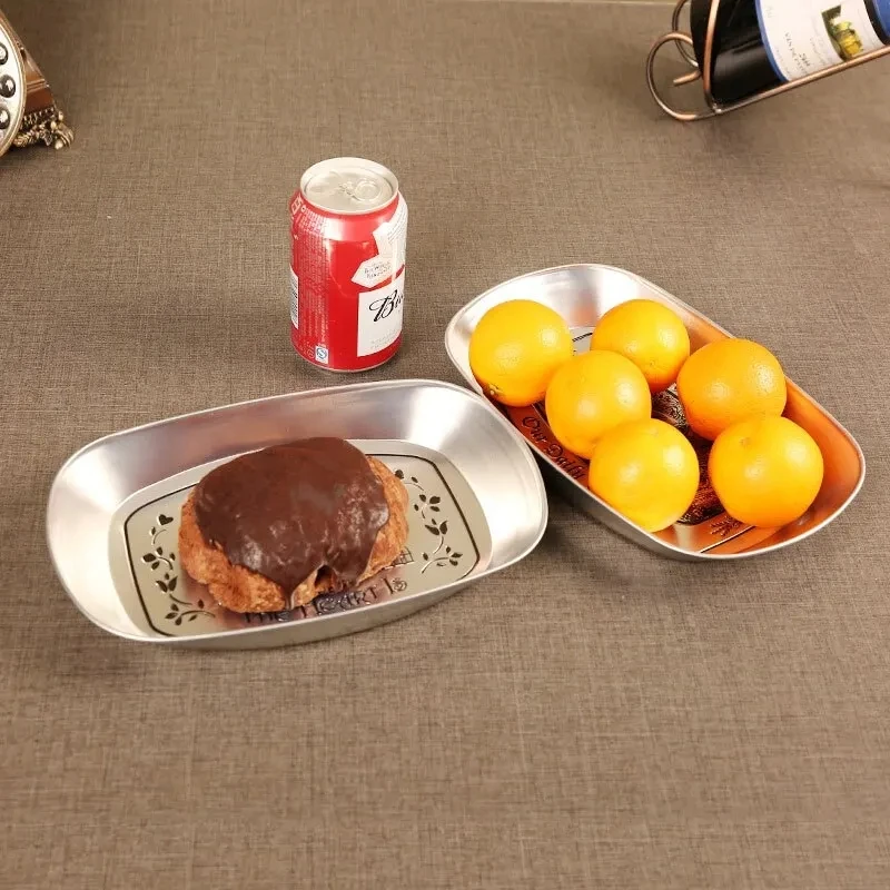 Fruit Plate Kitchen Outdoor Picnic Tinplate with Random Pattern for Dried Fruit