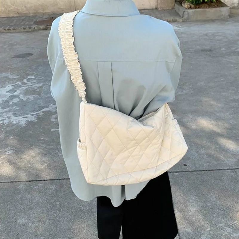Korean Old Vintage Pleats Crease Designer Messenger Hand Bag Women Shoulder  Bag Cross Body Black White - AliExpress