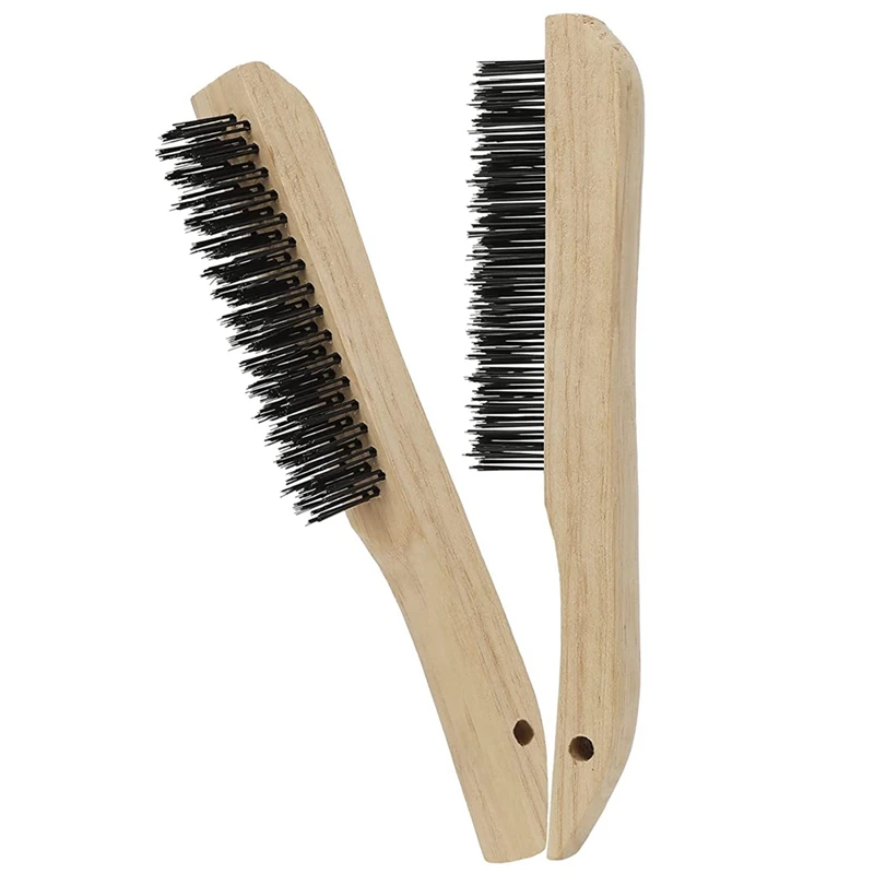 

2 Pcs Metal Brush For Cleaning Welding Slag, Rust And Dust 10 Inch Heavy Duty Carbon Steel Handle Wire Scratch Brush