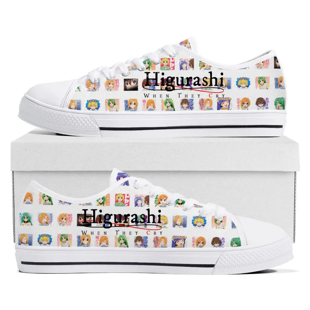 

Higurashi When They Cry Low Top Sneakers Cartoon Game Womens Mens Teenager High Quality Canvas Sneaker Couple Custom Built Shoes