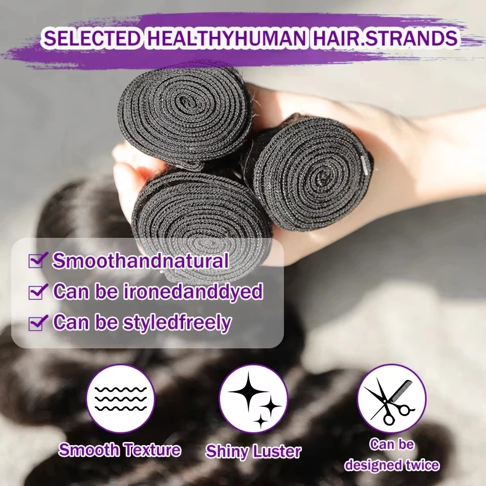 Body Wave 100% Human Hair Bundles 10A Raw Hair Extensions Brazilian Natural Black 3 4 Bundle Deals Unprocessed Weave 30 40 Inch