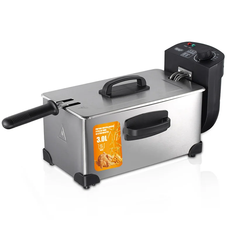 Powerful Electric Deep Fryer Anti-Scald Stainless Steel Adjustable Temperature Commercial Home Small Electric Fried Oven 2