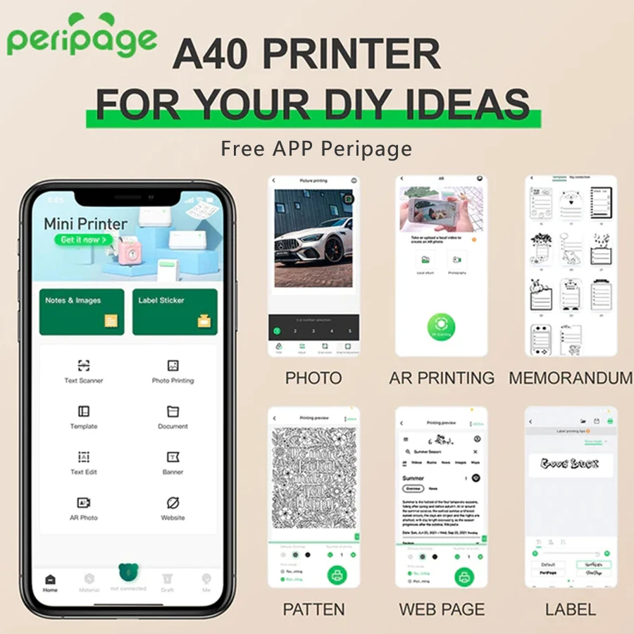 New Color Peripage A4 Paper Printer A40 Mini Thermal Inkless Printer  Wireless For Ios Android Mobile Photo Pdf Document Printing - Printers -  AliExpress
