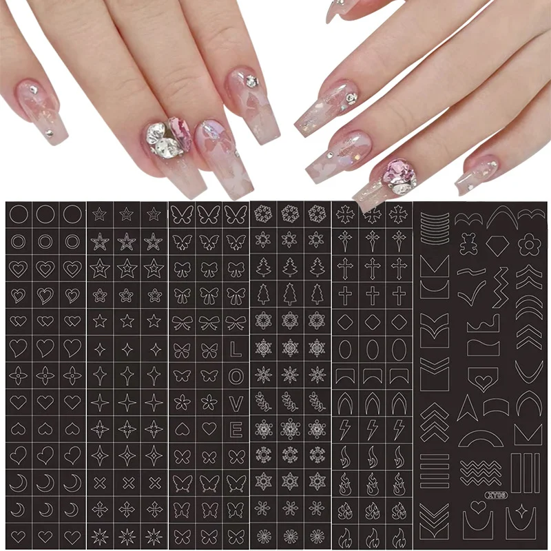 Nail Airbrush Stencils Butterfly Flower Leaf Nail Stickers French