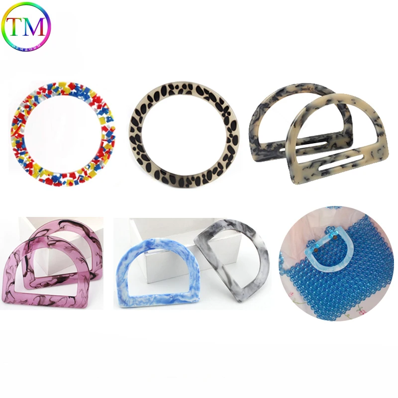 Tortoiseshell Unique Resin Handle Fashion D-shaped Handles Bags Handbags For Leather Womon Bag Making Parts D-Shaped Handle