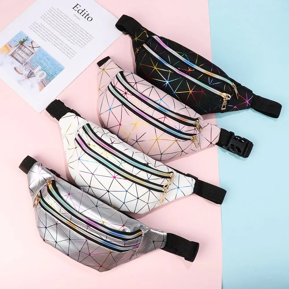 Fashion Geometric Patterns Women Waist Bag Fanny Pack Pouch Hip Purse Satchel Laser Belt, waist bag