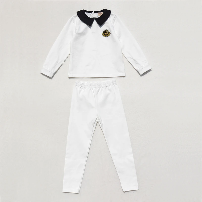 Children's White and Black Lounge Pajama Robe with Red Embroidered Crown
