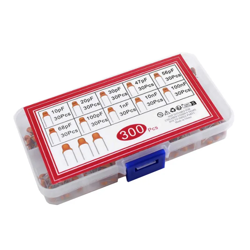 Ceramic capacitor 300pcs 10 kinds monolithic capacitors 10pF-100nF direct insertion non-polarised 50V component set