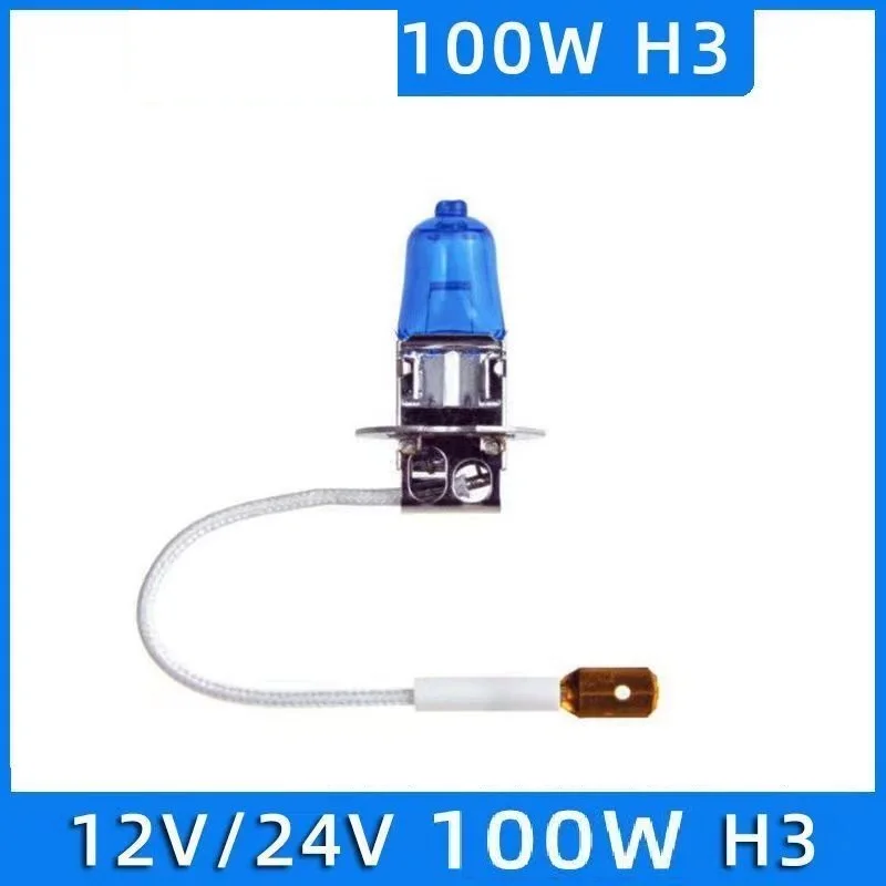 

24V 12V H3 100W auto halogen bulbs Car Truck Light Source parking Head Fog Lamps White Headlight Lamp High Power Super Bright