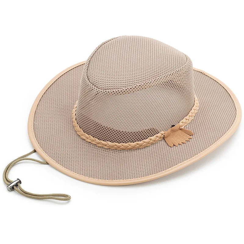 Sun Hat Hollow Out Breathable Shade Adjustment Rope Straw Solid Color