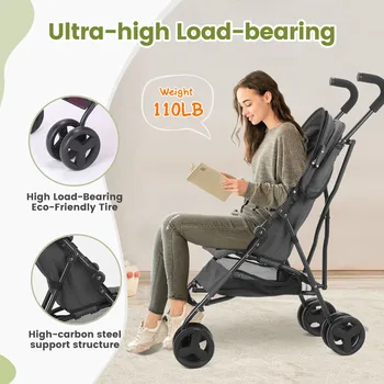 Lightweight folding High-view Baby Stroller Can Sit or Lie Down Portable Travel Babyshock-absorbing Stroller Four-wheel 2