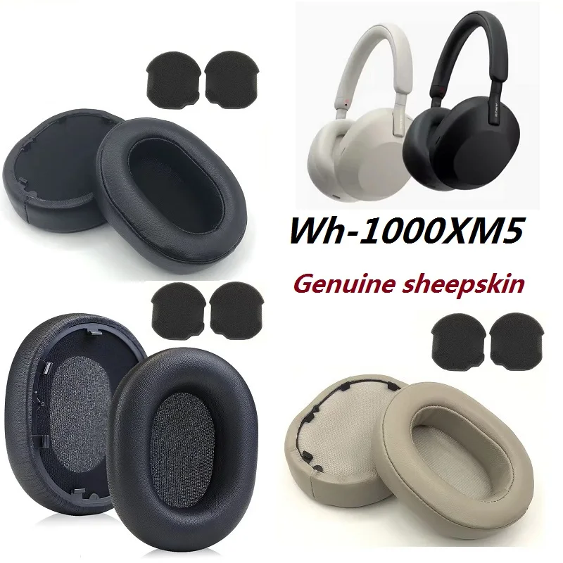 Genuine sheepskin Ear pads for Sony WH-1000XM5 wireless headphones replacement wh1000xm5 high qualtity earmuff ear pillow
