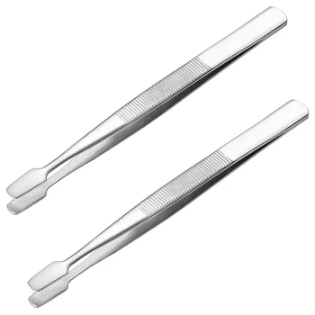1/2 pezzi pinzette per timbri in acciaio inossidabile strumenti per la raccolta di timbri pinzette di precisione a punta larga piatta ideali per la raccolta di timbri