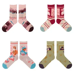2023 Grand Budapest Hotel Series Ins Original Trendy Socks In Stock Tube Cotton Socks Jacquard Socks