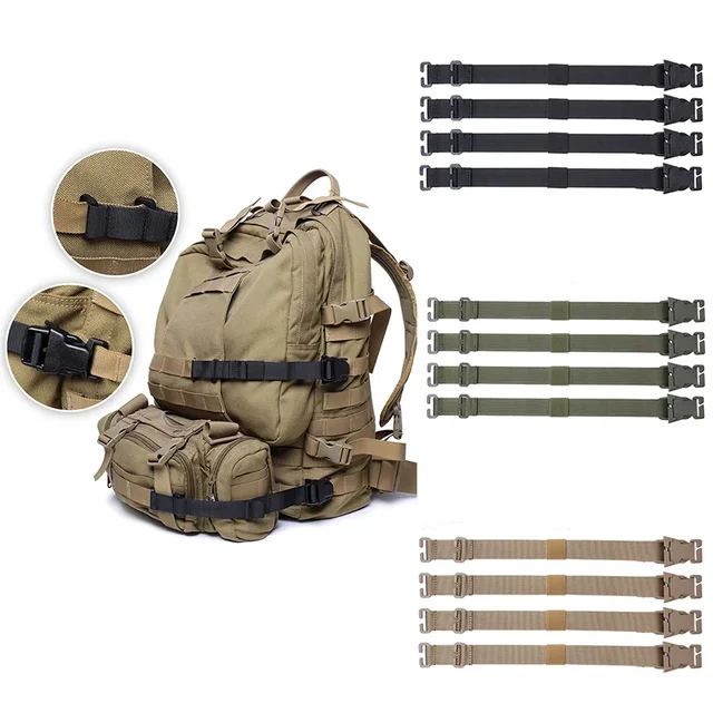 4pcs Molle System Webbing Straps Tactical Backpack Vest Adapter Belts Outdoor Sports Climbing Hiking Hunting Bags Chest Straps 3