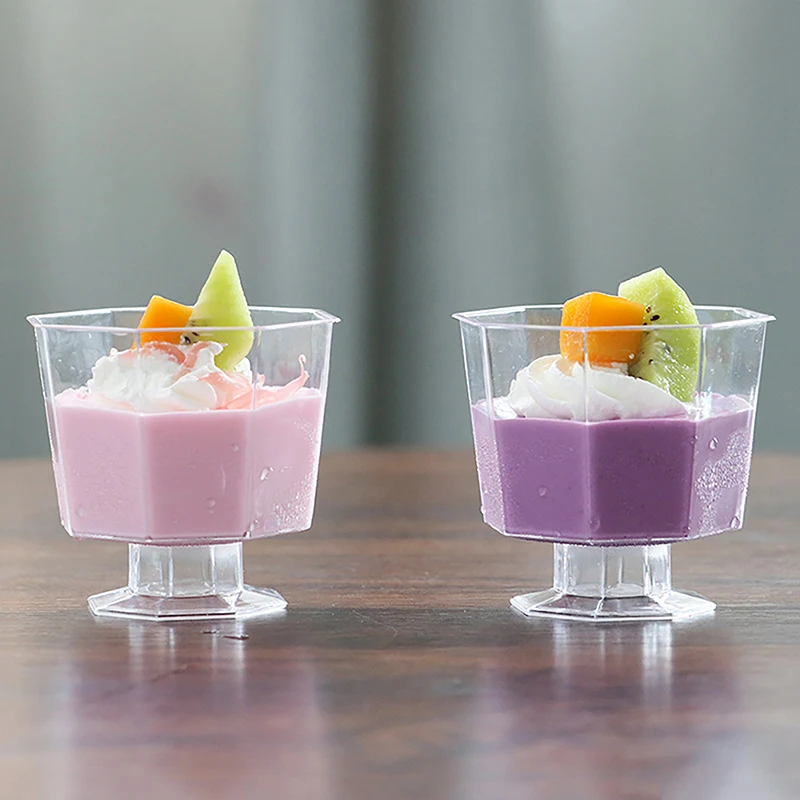 120ML Mini Dessert Cups Small Dessert Cups Plastic Footed Wine Glasses Serving Trifles Appetizers 10Pcs