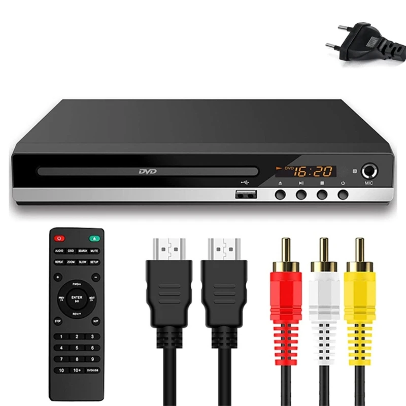 Lettore Dvd Vcd Cd-Discs Lettore Multimediale Macchina Uscita Av Compatibile Con Hdmi Con Telecomando E Cavo Av