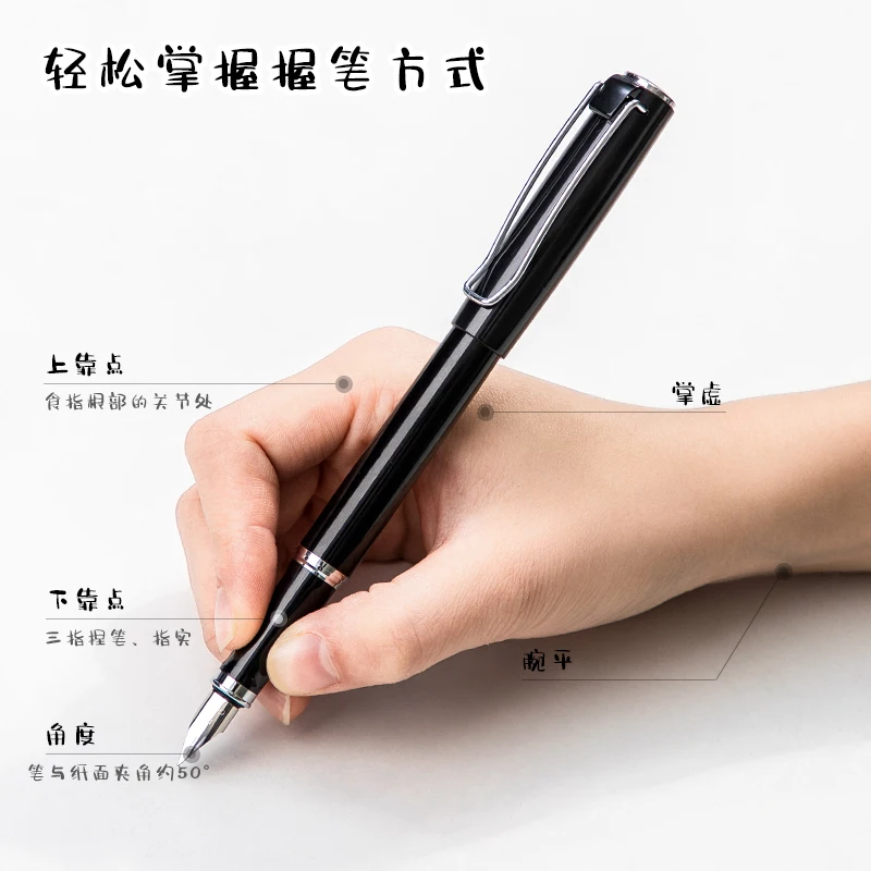 델리 A923 만년필 세트, 학교 학생용 펜, 교체 가능한 잉크 세트, 검정 잉크, 0.38mm 사무실 필기구 용품