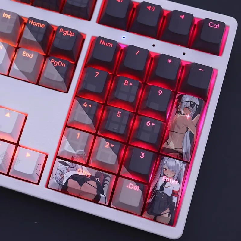 Azul Arquivo Siromi Iori Keycap Pbt Backlit Keycaps Desenhos Animados Anime Key Caps para Ansi 61 87 104 108 Layout Teclado 108 Teclas por Conjunto - Imagem 4