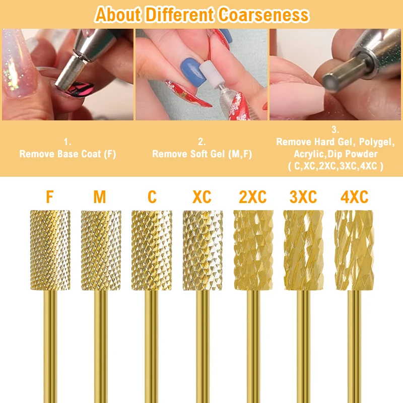 Golden Tungsten Carbide Nail Drill Bit for Manicure and Pedicure Accessories