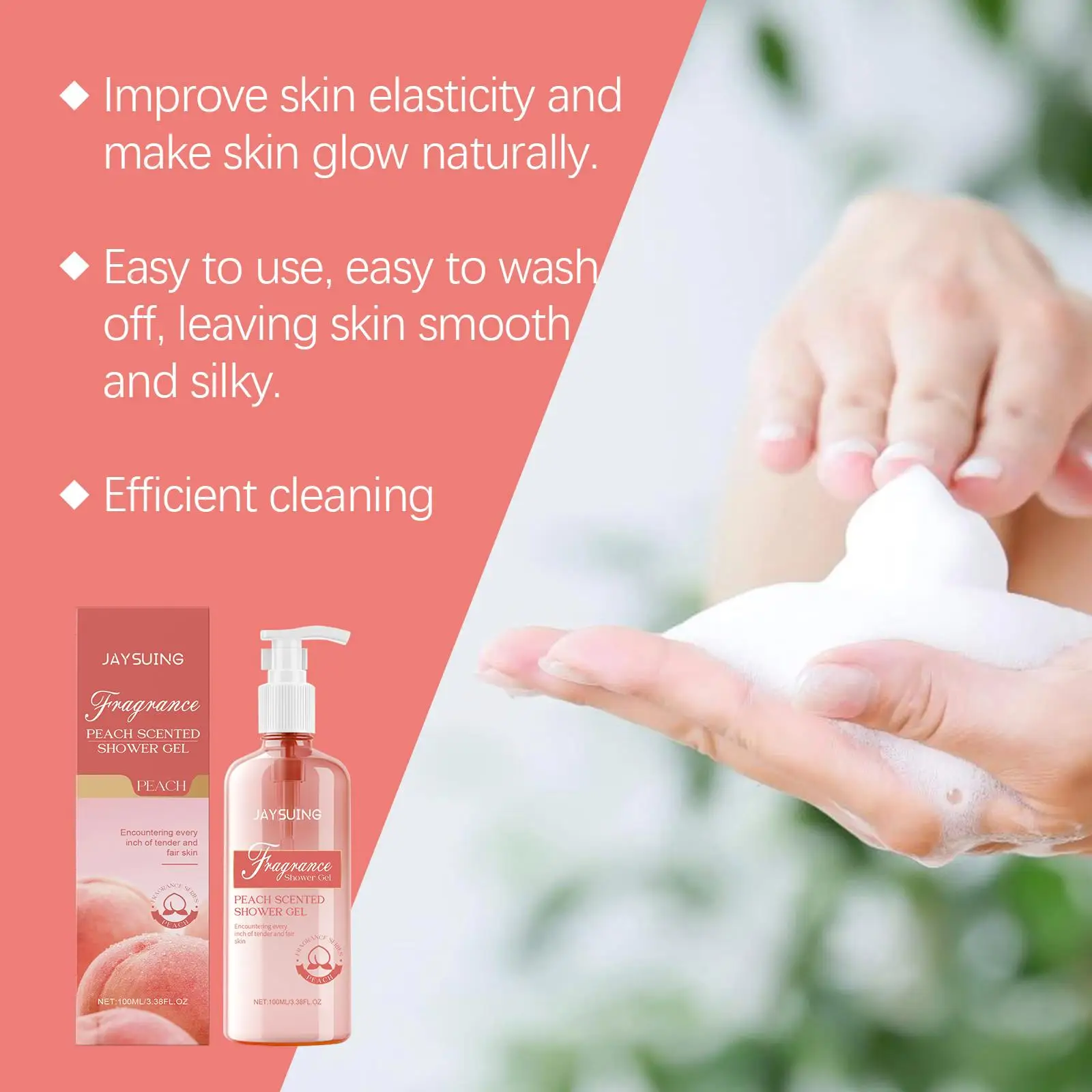 Ladies White Peach Shower Gel Girls Clean Shower Gel Lasting Fresh Body Smell