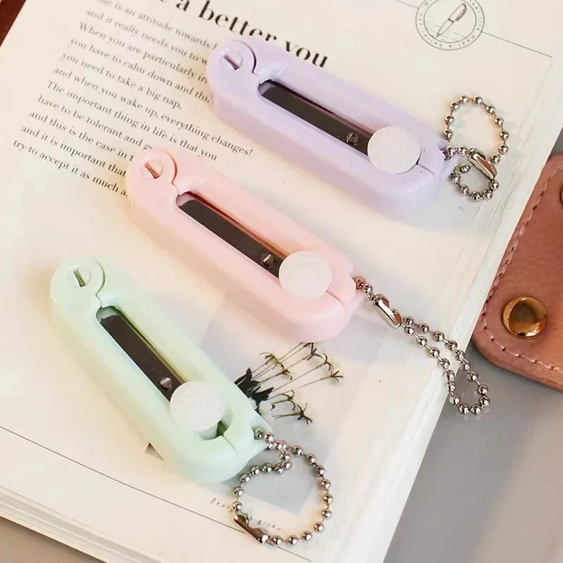 Cute Mini Portable Scissors Simple Folding Paper Cutter Student Stationery Scissor School Office Supplies Multifunction Keychain portable scissors cutter,paper cutter,stationery scissors