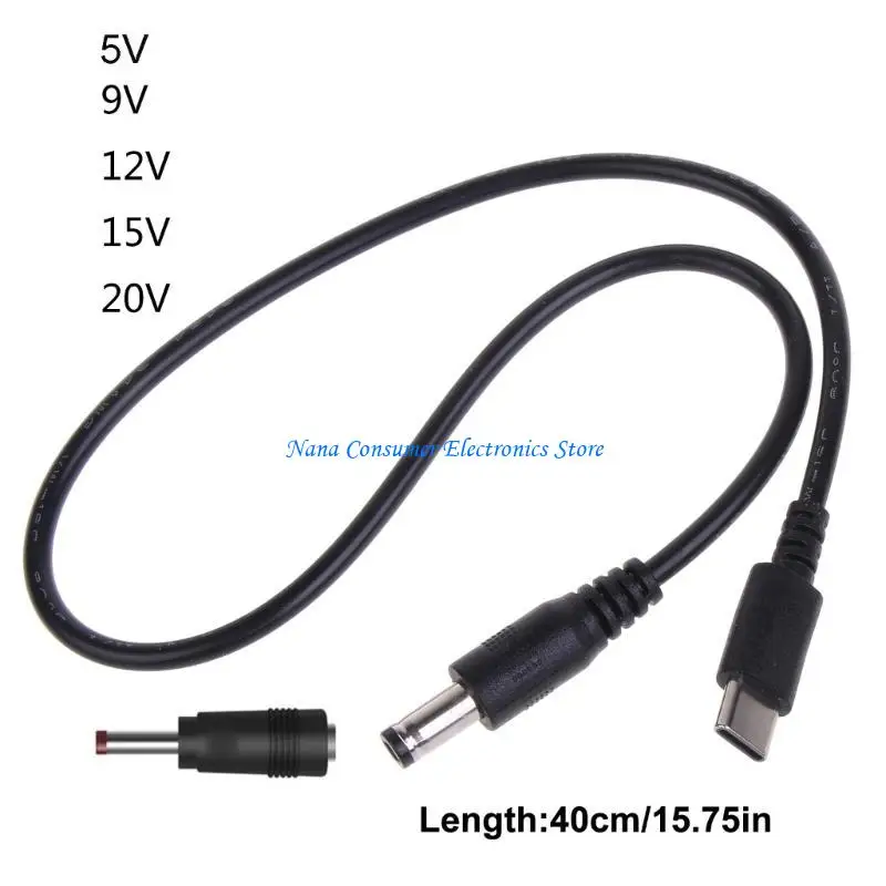 Universal Type C to Barrel Power Cord with PD Trigger (Adjustable Voltage: 5V-20V)
