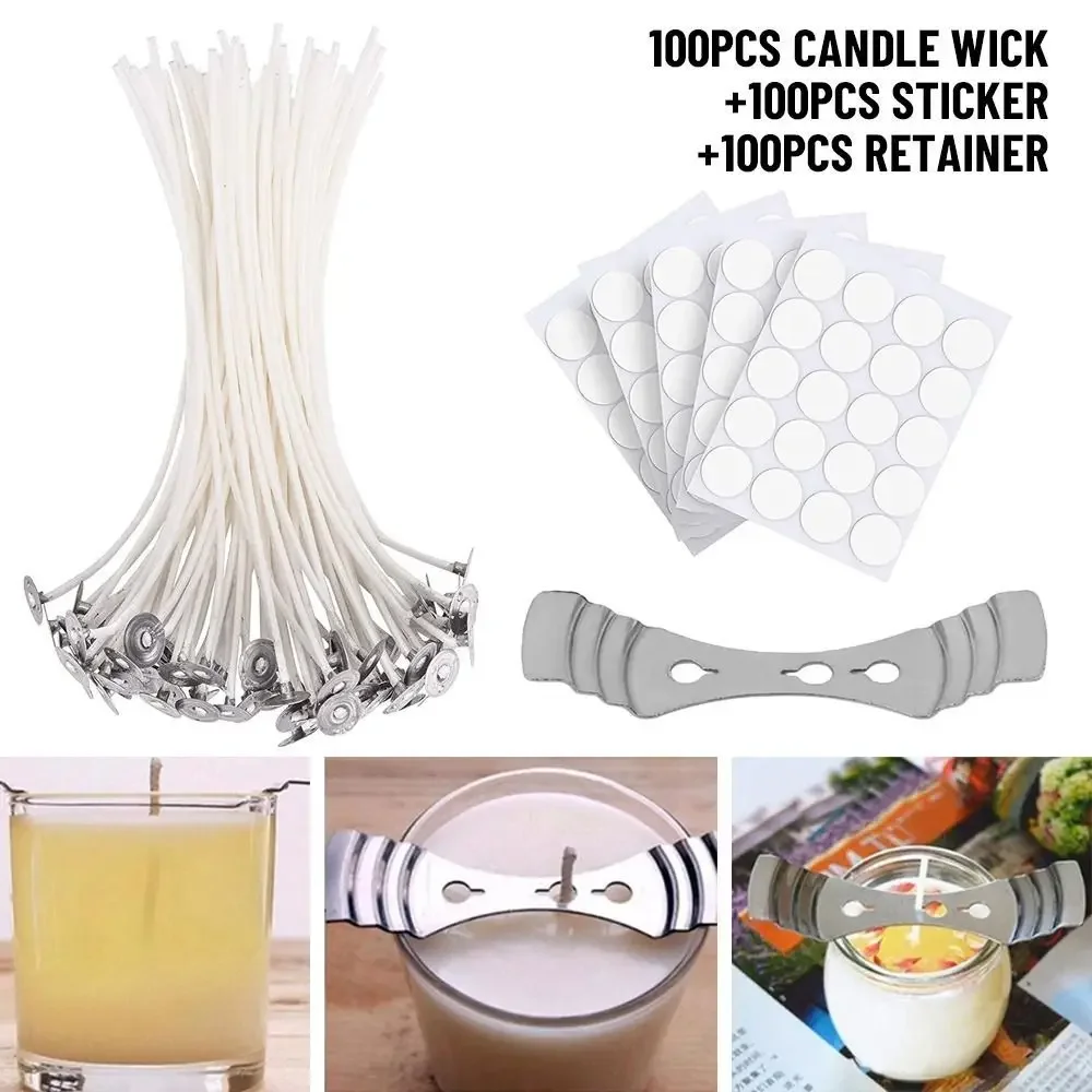 

100PCS Handmade Accessory Smokeless with Sustainer Cotton Core 9/10/15/20cm Candle Wick Wax Set Candle Making Supplies