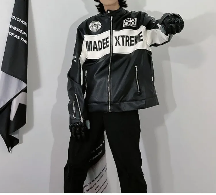 Varsity Jacket Men Leather Racing Varsity Jackets Oversized