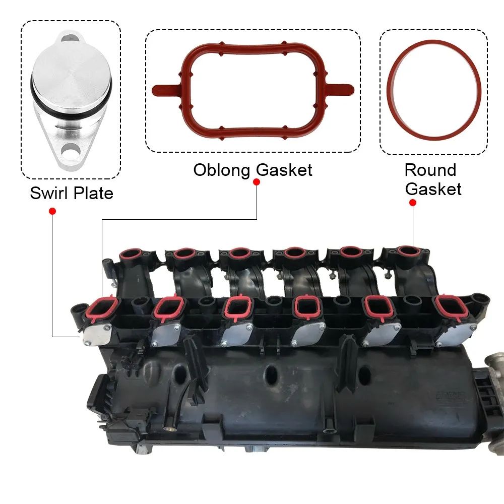 6PCS 22mm/33mm Swirl Flap Removal Repair Kit For BMW E60 M47 M57 E87 E90 E39 6 Cylinder with Intake Manifold Gasket Seal  images - 6