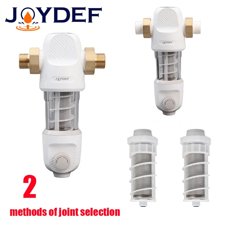 JOYDEF Filter Purifier Whole House Spin Down Sediment Water Filter Central Prefilter System Backwash Stainless Steel Mesh