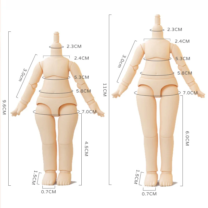 9.6cm 11CM Moveable Joints Doll toys YMY body suitable for GSC head ob11 1/12BJD doll body spherical joint doll toy hand set 3