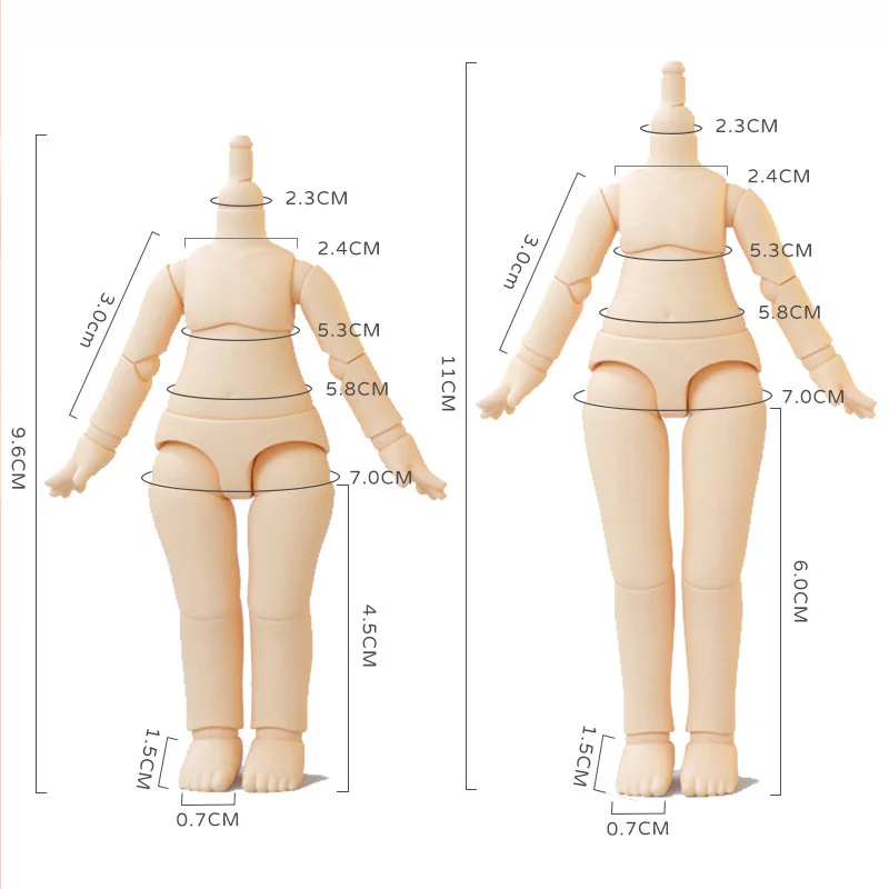 New 10cm 11cm BJD Doll toys YMY body suitable for GSC ob11 1/12 BJD doll  body spherical joint doll toy hand set doll accessories