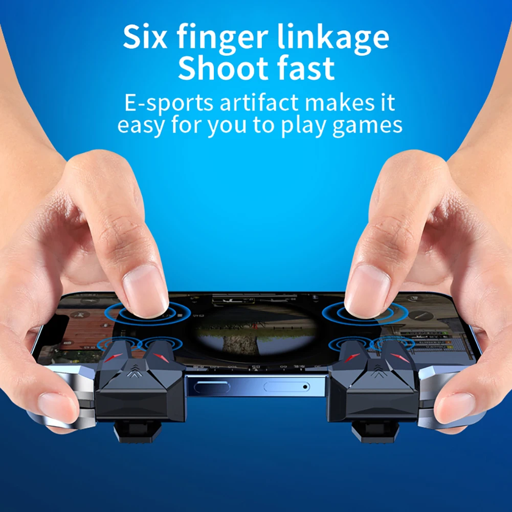 S1 Mobile Phone Game Trigger Gamepad Joystick 6-Finger Aim Shooting L1 R1 Key Button Game Fingertips For PUBG Game Controller