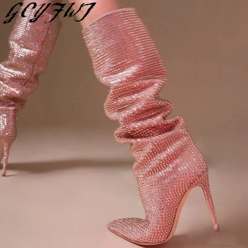 

Женские сапоги до колена, с острым носком, на тонком каблуке, размеры 34-44