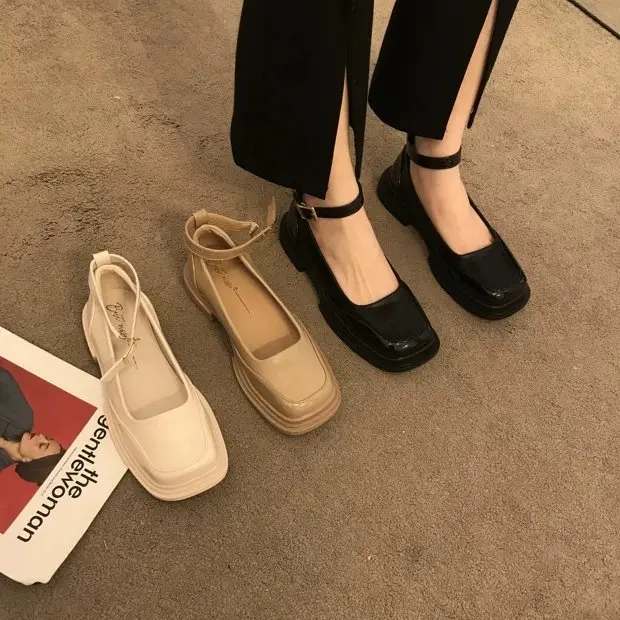 2023 Spring and Autumn Women's Heel Rice Black Apricot Three color