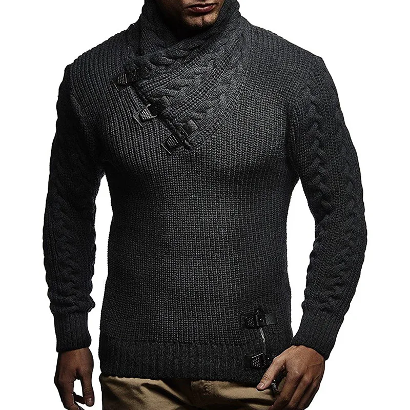 Men's Sweater Autumn And Winter New Turtleneck Solid Color Fashion Casual Large Size Sweater