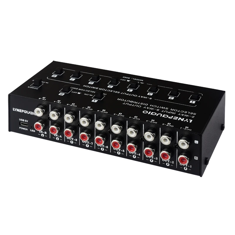 

2 In 8 Out Audio Frequency Signal Selector Shift Device Support 2 Sets Mix Input And 8 Sets Output RCA Interface