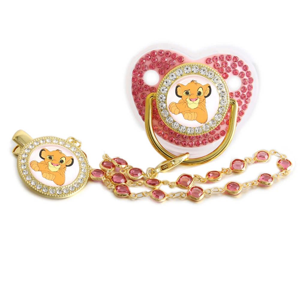 Disney Simba Baby Pacifier with Chain Clip BPA Free Bling Dummy Soother Chupeta 4